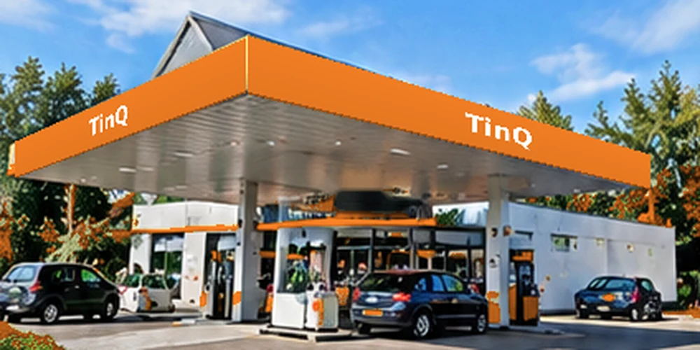 Illustratief tankstation in de stijl van TinQ; geen foto van deze vestiging